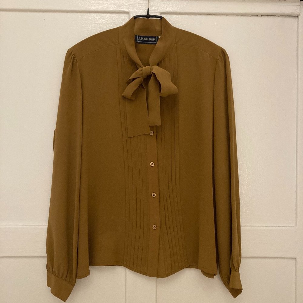 Vintage mustard silk blouse